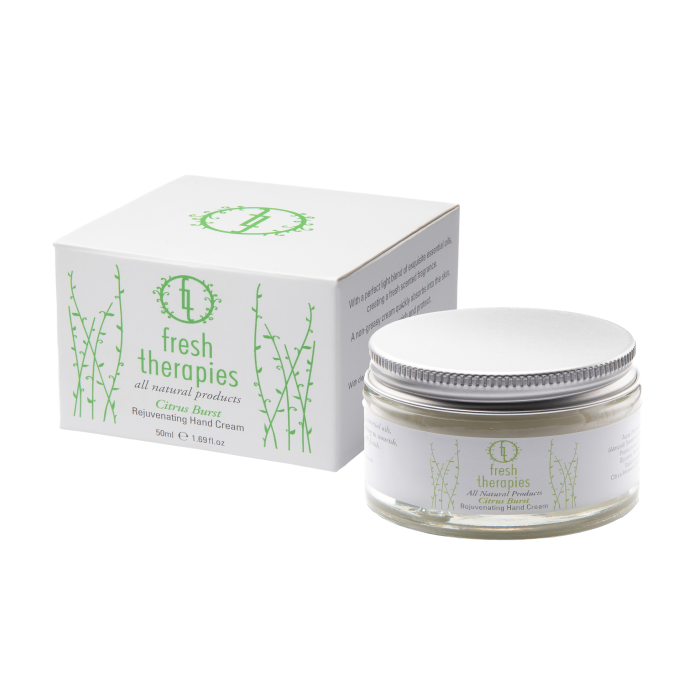Fresh Therapies Citrus Burst Rejuvenating Hand Cream 50ml – natural, nourishing hand cream with uplifting citrus fragrance