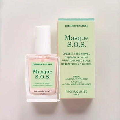 MANUCURIST Paris - Green Range Base Coat - S.O.S. Nail Mask, Repairing Vegan Formula | 15ml