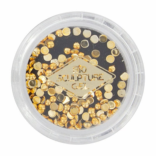 Bio Sculpture Studs Gold Round Small – small gold crystal nail studs for sparkling, creative nail art designs