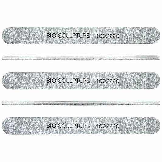 Bio Sculpture Zebra File 100/220 Grit Pack of 5 – vegan, dual-grit nail files for precise shaping and smoothing of natural and artificial nails